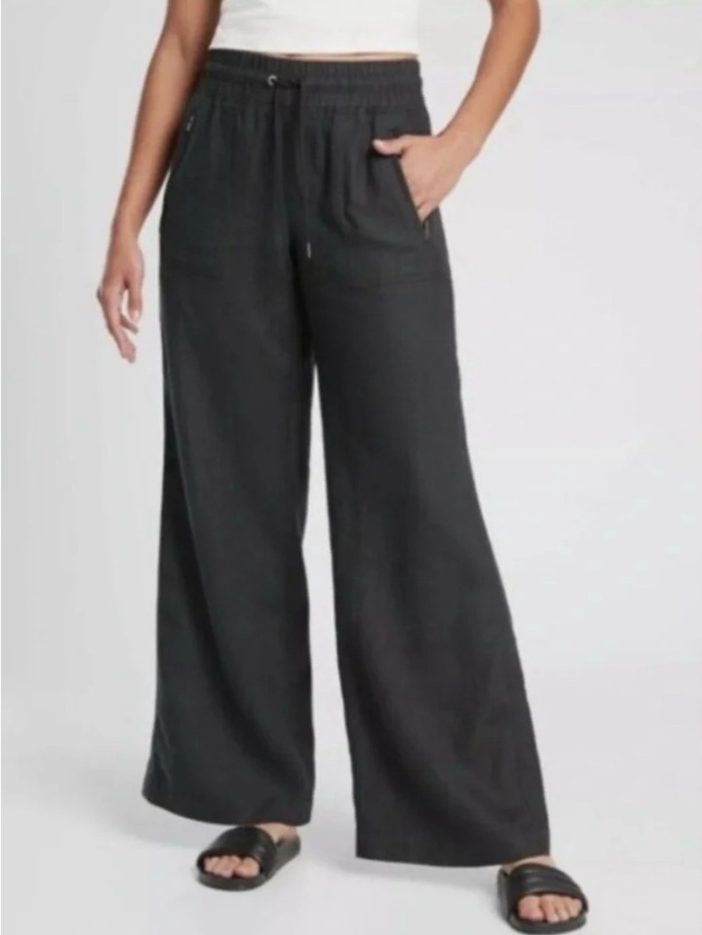 Athleta Cabo linen pant- wide leg - Black